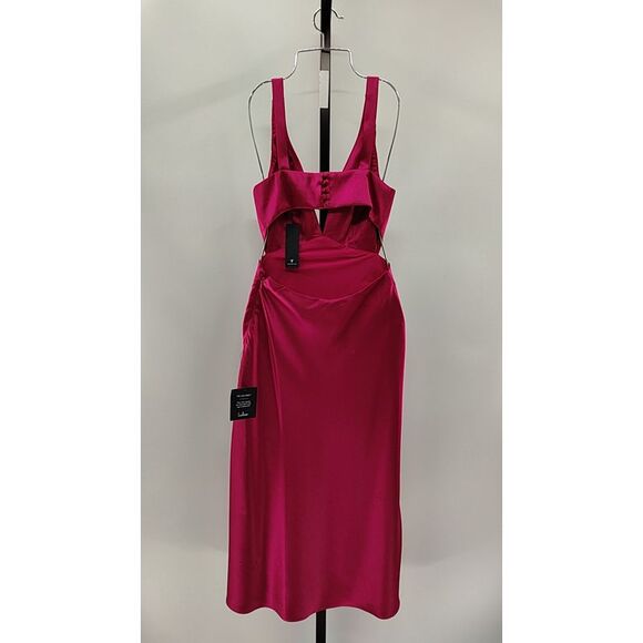 Lulus Unmatched Elegance Satin Sleeveless Midi Dress Pink Basic Sleeved X-Small - Picture 3 of 3